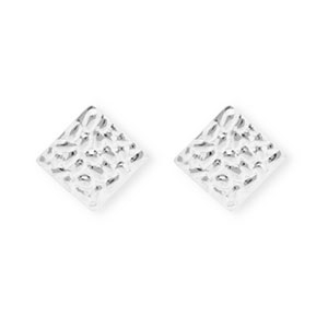 Stainless Steel findings earrings / earpins square with loop Silver