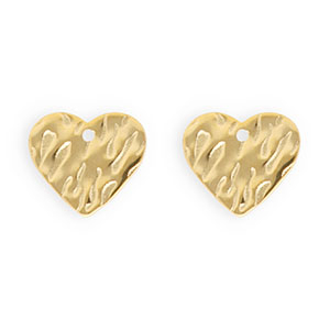 Stainless Steel findings earrings / earpins heart with loop Gold