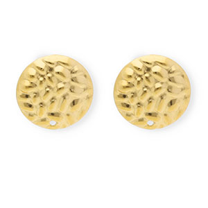 Stainless Steel findings earrings / earpins round with loop Gold