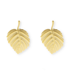Stainless steel findings earrings&nbsp;/&nbsp;earpins leaf with loop Gold