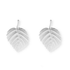 Stainless steel findings earrings&nbsp;/&nbsp;earpins leaf with loop Silver
