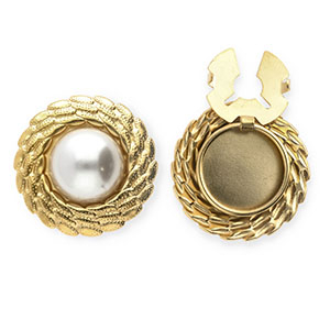 Stainless steel button covers round with imitation pearl Gold-White