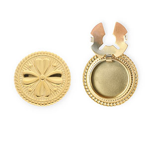 Stainless steel button covers round with clover Gold