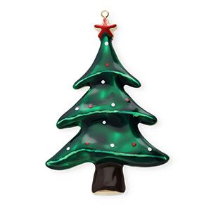 Stainless steel charms with enamel Christmas tree Gold-Dark Green-brown-red-white