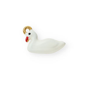 Stainless steel charms with enamel swan Gold-White-Red