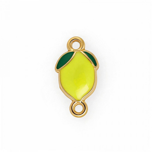 Stainless steel findings connector with enamel lemon Gold-Yellow-Green