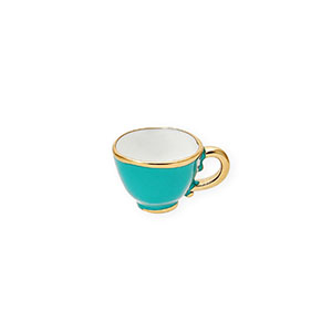 Stainless steel charms with enamel teacup Gold-Teal green