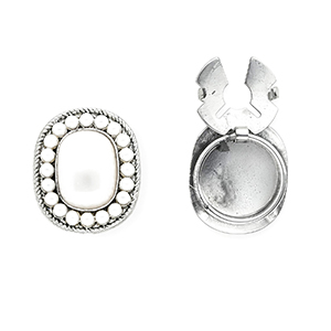 Button covers oval with imitation pearls Silver-White