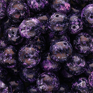 14 mm glass beads Multicolour Purple