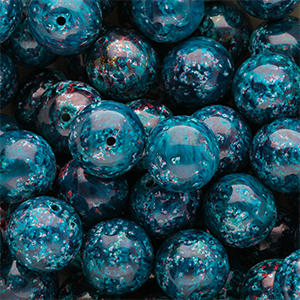 14 mm glass beads Multicolour Teal