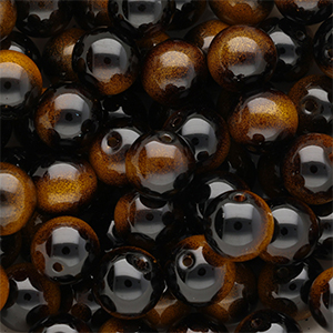 12 mm glass beads Black-Amber Yellow