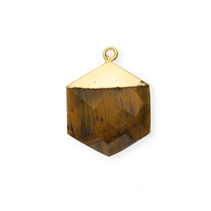 Natural stone charms Tigereye hexagon Golden Brown-Gold