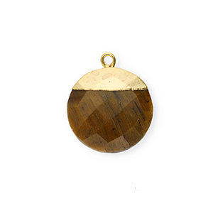 Natural stone charms Tigereye round Golden Brown-Gold