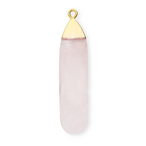 Natural stone charms Quartz drop Light Pink-Gold