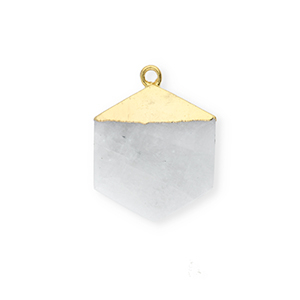 Natural stone charms moonstone hexagon White-Gold
