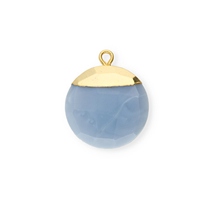 Natural stone charms Chalcedony round Denim Blue-Gold