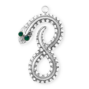 Stainless steel charms with strass infinity / snake Silver-Crystal-Green
