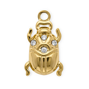 Stainless steel charms with strass beetle Gold-Crystal