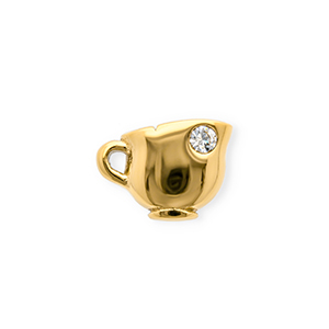 Stainless steel charms with strass cup Gold-Crystal