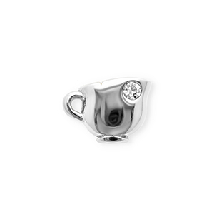 Stainless steel charms with strass cup Silver-Crystal