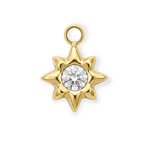 Stainless steel charms with strass star Gold-Crystal