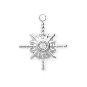 Stainless steel charms with strass star Silver-Crystal