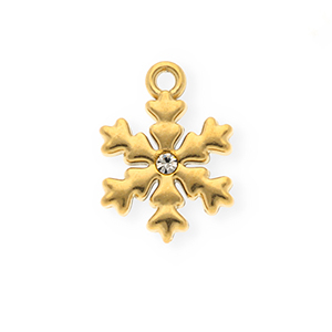 Stainless steel charms with strass snowflake Gold-Crystal