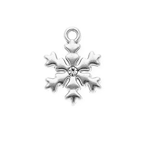 Stainless steel charms with strass snowflake Silver-Crystal
