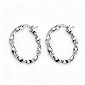 Stainless steel earrings creole 25mm twist Silver