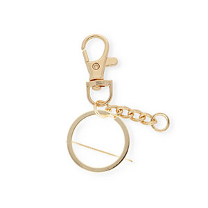 Keychain findings set: lobster clasp, ring and chain Gold