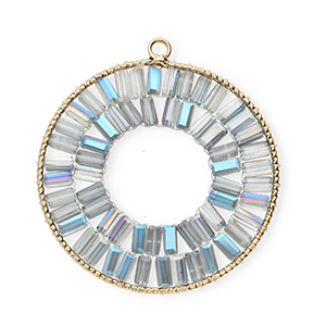 Top faceted charms round Gold-Grey-AB Coating