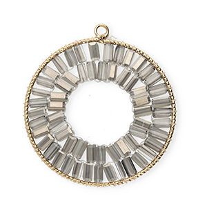 Top faceted charms round Gold-Grey