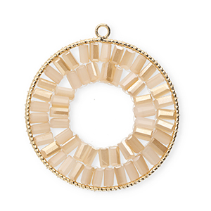 Top faceted charms round Gold-Peach Beige-Pearlshine