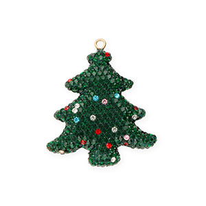 Statement charms Christmas tree with strass Dark Green-Multicolour
