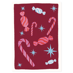 BY31&reg; Jewellery cards candy canes Bordeaux Red-Multicolour