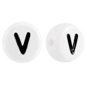 Acrylic letterbeads letter V White