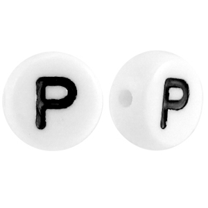Acrylic letterbeads letter P White