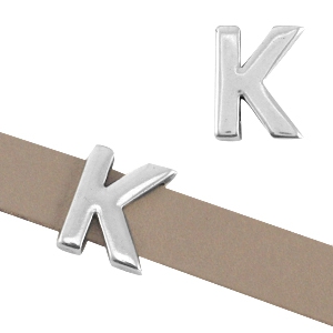 DQ metal letter slider "K" &Oslash;10.3x2.3mm Antique silver (nickel free)