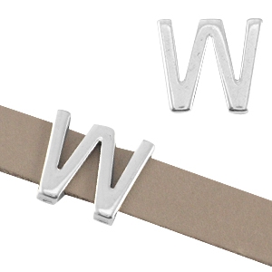 DQ metal letter slider "W" &Oslash;10.3x2.3mm Antique silver (nickel free)