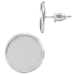 Metal earpins for 12mm cabochon Silver
