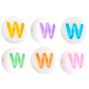 Acrylic letterbeads letter W Multicolor-White