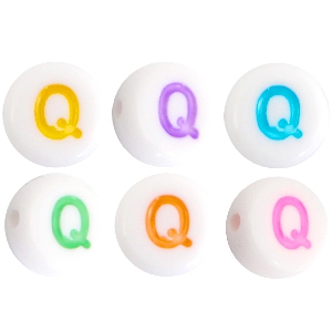 Acrylic letterbeads letter Q Multicolor-White