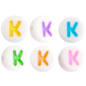Acrylic letterbeads letter K Multicolor-White