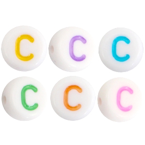 Acrylic letterbeads letter C Multicolor-White