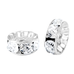 Rhinestone crystal rondelle 6mm Silver-crystal