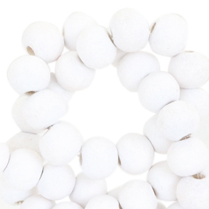 Round wooden beads 8mm White
