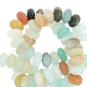 Natural stone beads Chalcedony (Quartz) disc 4mm Turquoise Multicolour