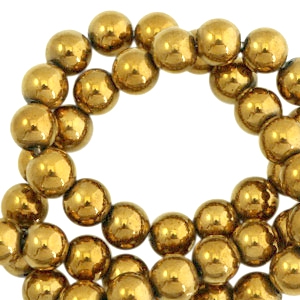 Round hematite beads 4mm  Gold 
