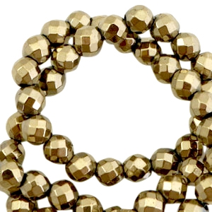 Round hematite beads 6mm faceted cut Antique gold