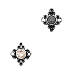 TQ metal charms diamond shaped connector Antique silver